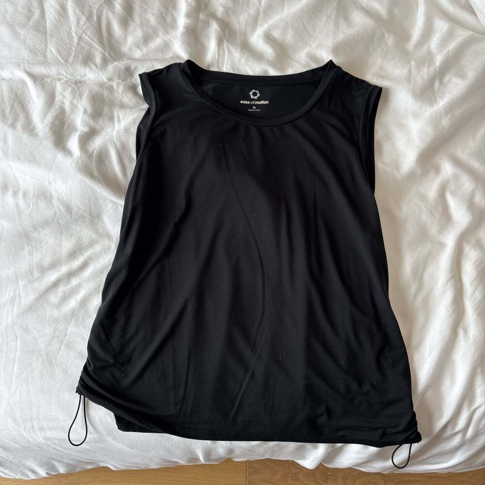 Ease of Motion Black Drawstring Hem Sleeveless Muscle Tank Top XL